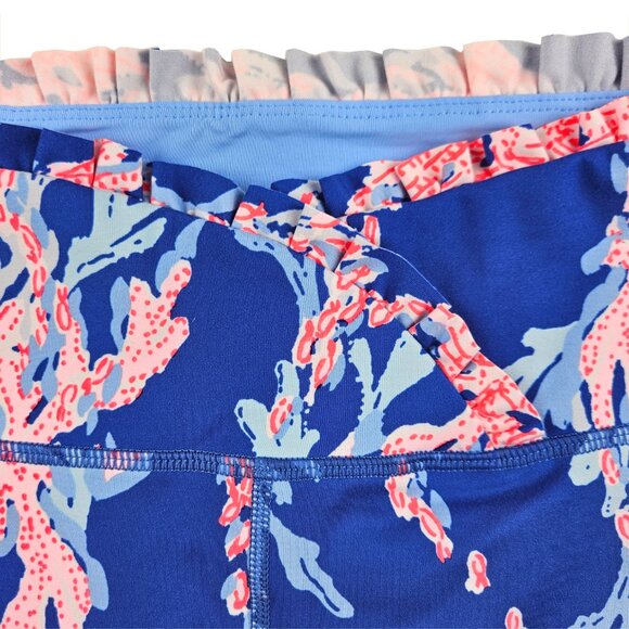 Lilly Pulitzer Weekend High-Rise Ruffle Shorts Borealis Blue Swim On Over - Picture 4 of 8